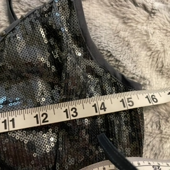 Hale Bob SPARKLING METALLIC GRAY mini dress. Size L - Picture 7 of 10